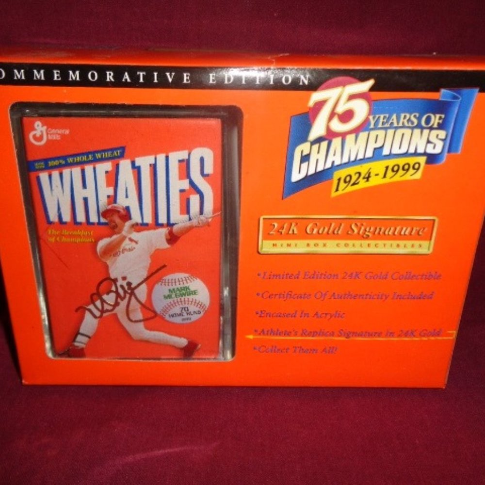 Wheaties, Mark McGwire, 75 Years Of Champions 1924-1999 Gold Signature Mini Box